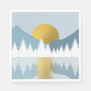 Serviette En Papier Paysage Abstrait Coucher de Soleil Lever de Soleil