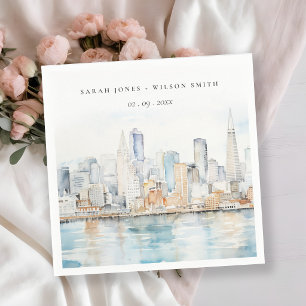 Serviette En Papier Paysage aquarelle de mariage à San Francisco