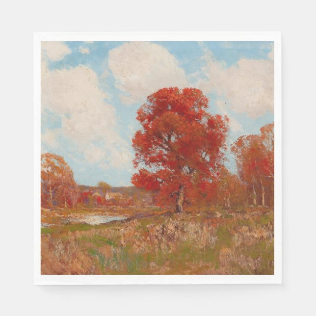 Serviette En Papier Paysage automnal (Scène rurale en automne) (Arbres (Devant)