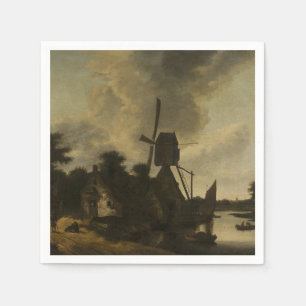 Serviette En Papier Paysage avec moulin à vent - Salomon Rombouts