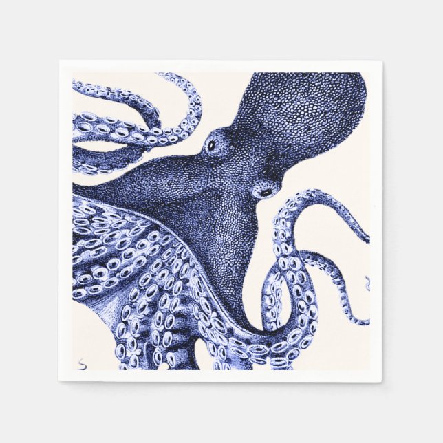 Serviette En Papier Paysage Bleu Octopus (Devant)