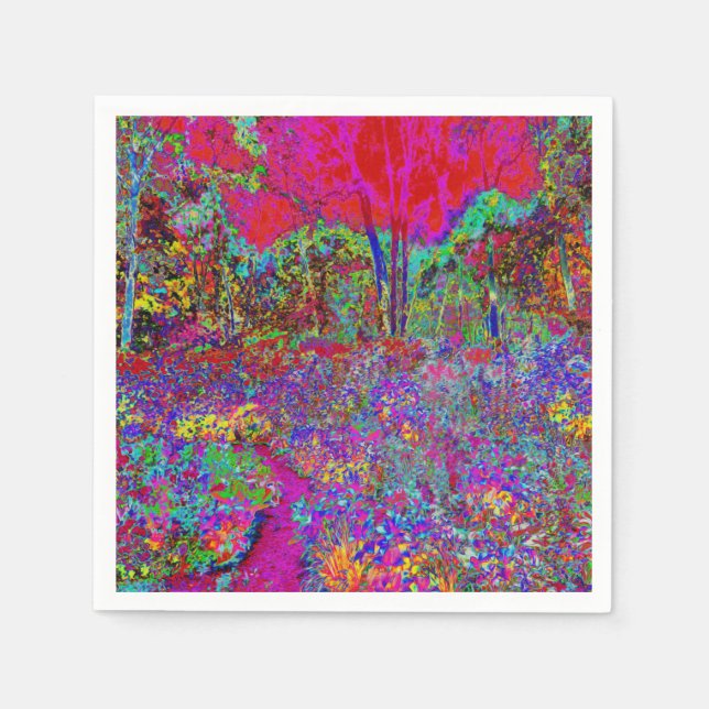 Serviette En Papier Paysage de jardin impressionniste psychédélique (Devant)