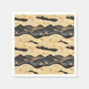 Serviette En Papier Paysage de Montagne Vintage avec Nuages (1)