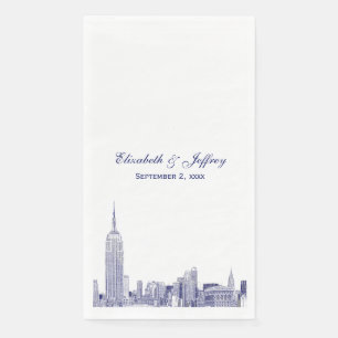 Serviette En Papier Paysage de NYC 01 Gravure DIY Fond de couleur Mari