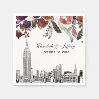 Paysage de NYC ESB Gravure Mariage Floral Bourgogn