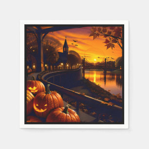 Serviette En Papier Paysage d'Halloween deux