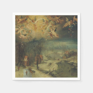 Serviette En Papier Paysage hivernal Avec Les Villageois Rassembler Le