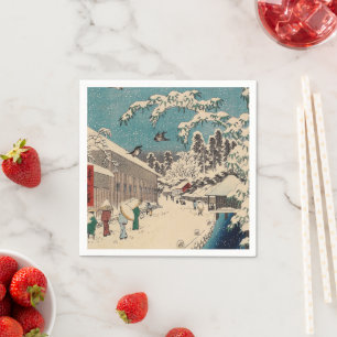Serviette En Papier Paysage hivernal d'Hiroshige japon ukiyo-e antique