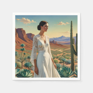 Serviette En Papier Paysage magnifique avec une femme art spirituel