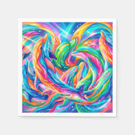 Serviette En Papier Paysage onirique de dauphins vibrant – Psychedeliq