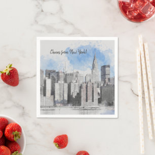 Serviette En Papier Paysage urbain de Manhattan à New York Acclamation