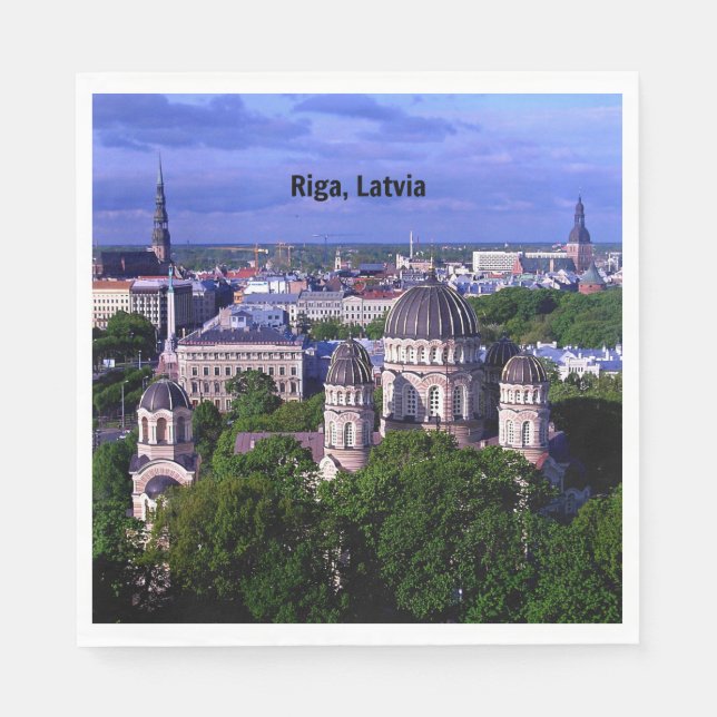 Serviette En Papier paysage urbain de Riga, Lettonie (Devant)
