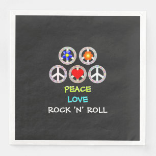 Serviette En Papier Peace, Love and Rock 'n' Roll,
