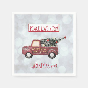Serviette En Papier Peace Love & Joy Toy Camion Joyeux Noël