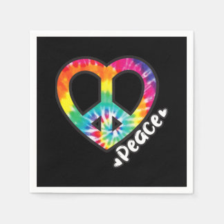 Serviette En Papier Peace Tie Dye Coeur Vintage Hippie Retro Super