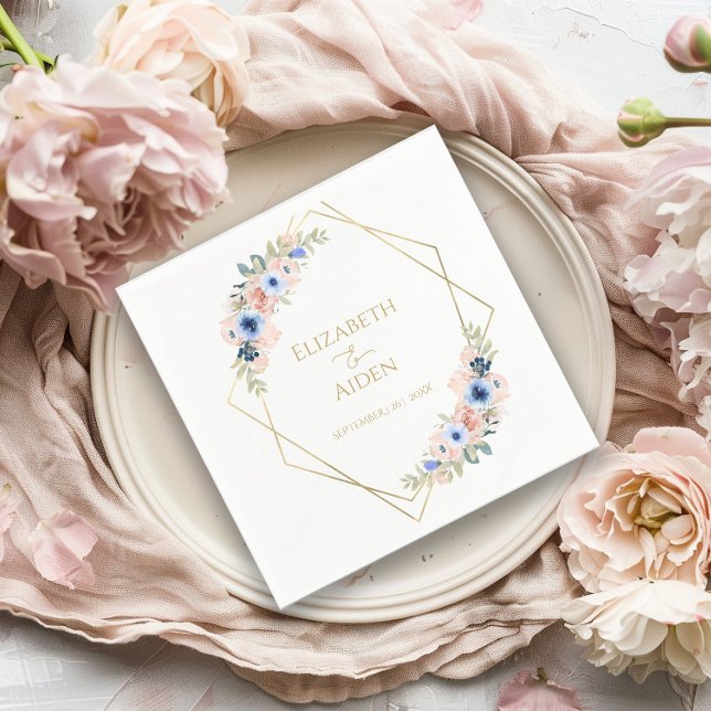 Serviette En Papier Peach Blue Mariage Collection Napkins (Créateur téléchargé)