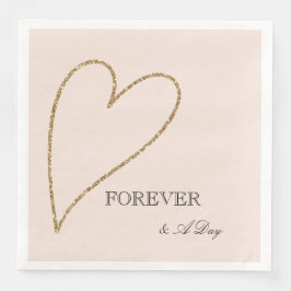 Serviette En Papier Peach Blush Gold Parties scintillant Heart