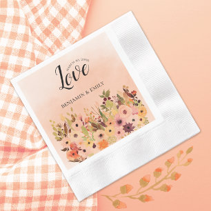 Serviette En Papier Peach Ombre Aquarelle Jardin Mariage