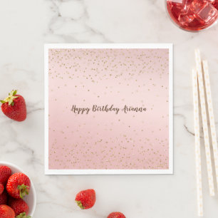 Serviette En Papier Peach Pink Blush Gold Glitz Confetti Sparkhe