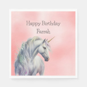 Serviette En Papier Peach Pink Unicorn Dream