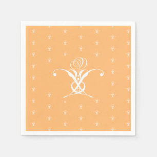 Serviette En Papier Peach Retro White Flourd Rose