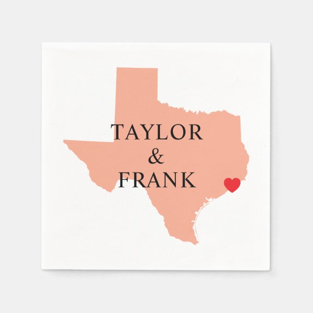 Serviette En Papier Peach Texas Mariage (Devant)
