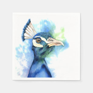 Serviette En Papier Peacock aquarelle peinture