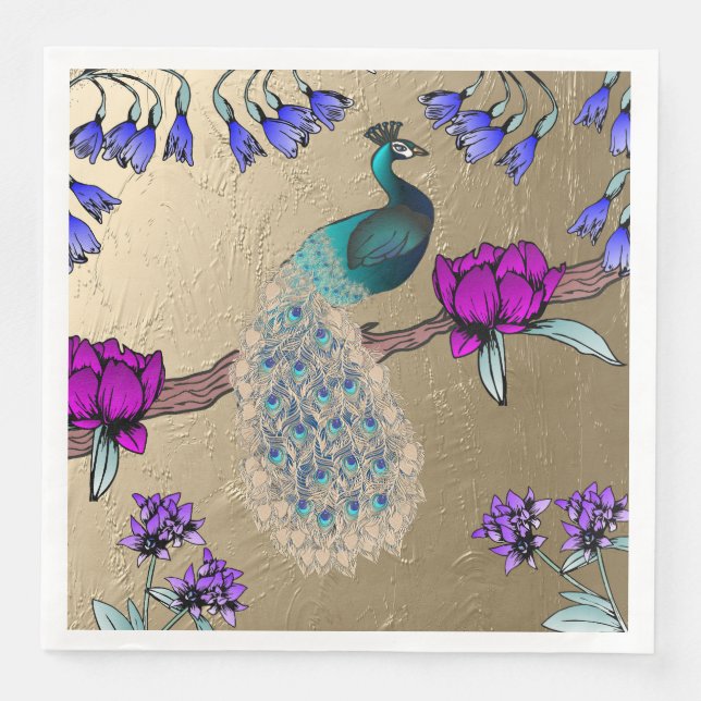 Serviette En Papier Peacock En Or (Devant)