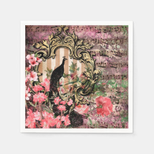 Serviette En Papier Peacock rose Mariage français fournitures Papier s