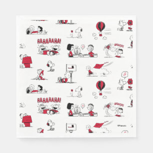 Serviette En Papier PEANUTS   Motif rouge et noir