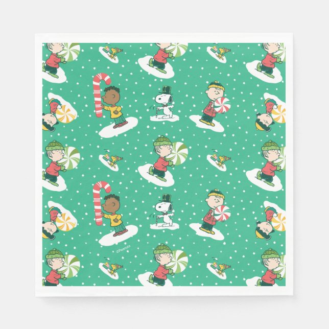 Serviette En Papier Peanuts Peppermint Dreams Snowflake Motif (Devant)