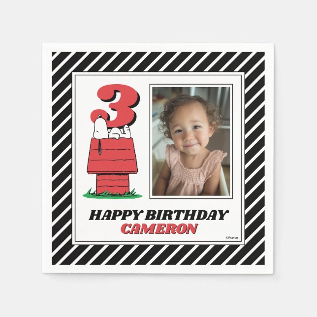 Serviette En Papier Peanuts Snoopy Dog House Birthday Napkins (Devant)