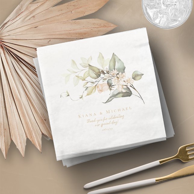 Serviette En Papier Pearl Blush Floral Elegance Mariage ID989 (Créateur téléchargé)