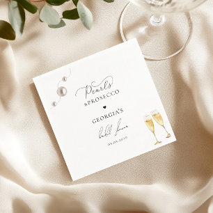 Serviette En Papier Pearls Prosecco Champagne Élégant Enterrement de V