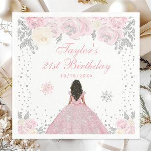 Serviette En Papier Peau rose foncée hiver Princesse