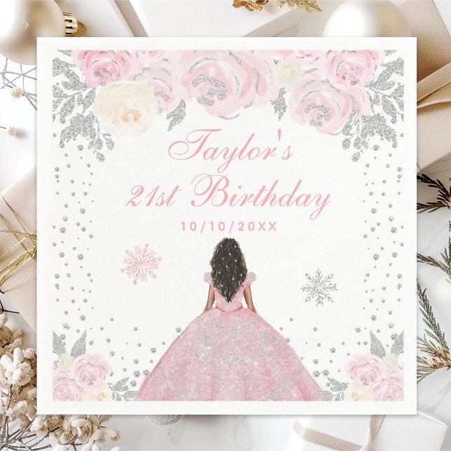 Serviette En Papier Peau rose foncée hiver Princesse (Créateur téléchargé)