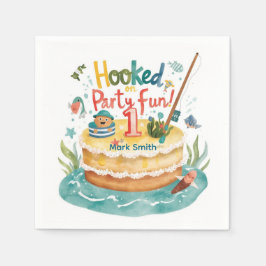 Serviette En Papier Pêche 1er Anniversaire Fête avec Décor de gâteau
