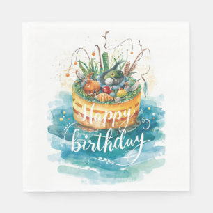 Serviette En Papier Pêche gâteau fête d'anniversaire pour les amateurs