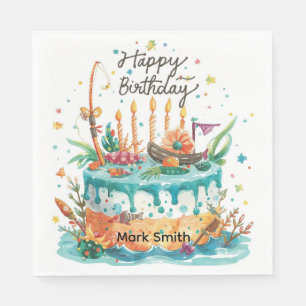 Serviette En Papier Pêche gâteau fête d'anniversaire pour les amateurs