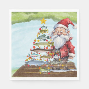 Serviette En Papier Pêche Noël avec le Père Noël