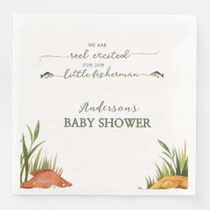 Serviette En Papier Pêche rustique bébé garçon petit pêcheur