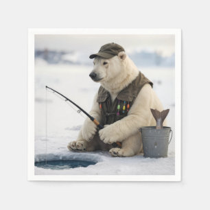 Serviette En Papier Pêche sur glace d'ours polaire