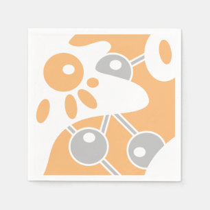 Serviette En Papier Pêcher Gris Blanc Moderne Doodle 1