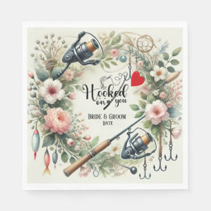 Serviette En Papier Pêcheur mariage avec verge et fleurs