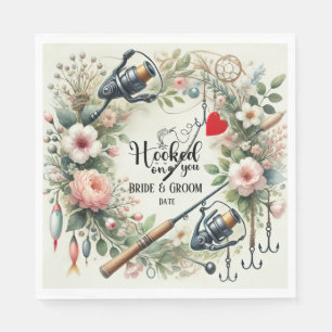 Serviette En Papier Pêcheur mariage avec verge et fleurs