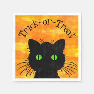 Serviette En Papier Peek-A-Boo Chat noir Orange Trick-or-Treat