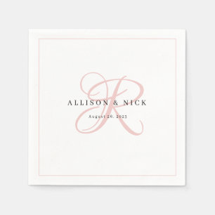Serviette En Papier Peignoirs minimalistes Monogram Mariage rose clair