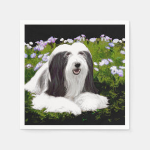 Serviette En Papier Peinture à collie à poils - Joli art original de c