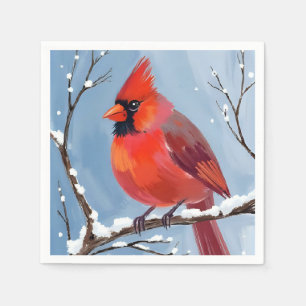 Serviette En Papier Peinture à l'aquarelle de l'oiseau rouge cardinal