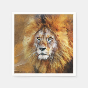 Serviette En Papier Peinture à l'huile de Digitals de lion